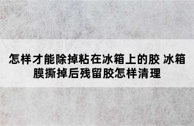 怎样才能除掉粘在冰箱上的胶 冰箱膜撕掉后残留胶怎样清理